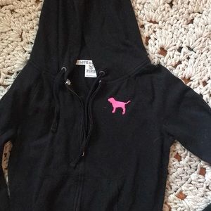 Full zip black PINK hoodie
